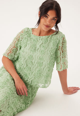 3D Flower Kortermet Bluse