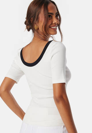 Contrast Rib Short Sleeve Top