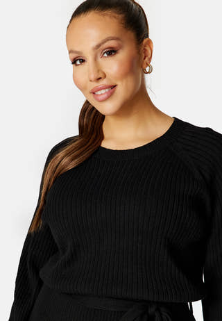 Round Neck Rib Knitted Midi Dress