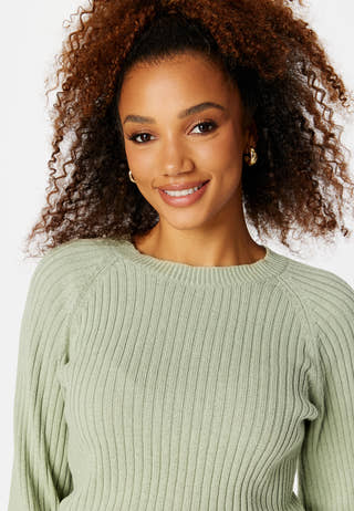 Round Neck Rib Knitted Midi Dress