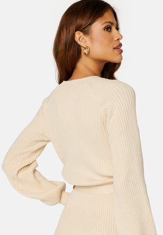 Round Neck Rib Knitted Midi Dress