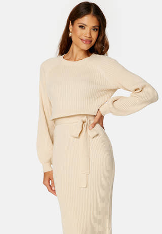 Round Neck Rib Knitted Midi Dress