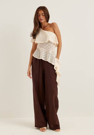 Asymmetric Frill Lace Top
