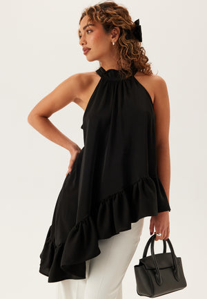Asymmetrisk halterneck-bluse