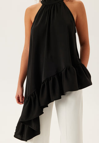 Asymmetrisk halterneck-bluse