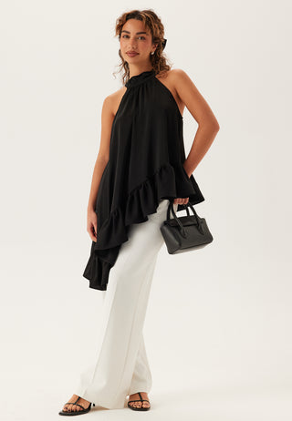 Asymmetrisk halterneck-bluse