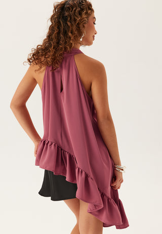 Asymmetrisk halterneck-bluse