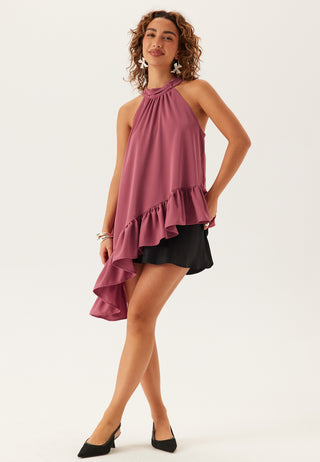 Asymmetrisk halterneck-bluse