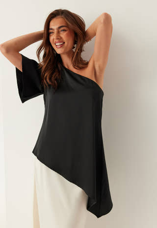Asymmetric Satin Blouse