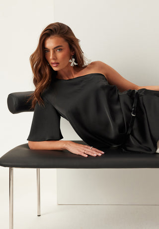 Asymmetric Satin Blouse