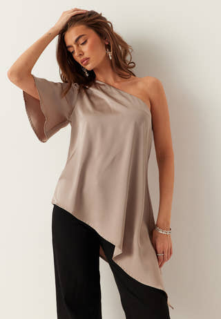 Asymmetric Satin Blouse