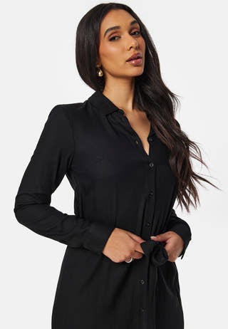 Belted L/S Viscose Shirt Dress