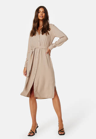 Belted L/S Viscose Shirt Dress