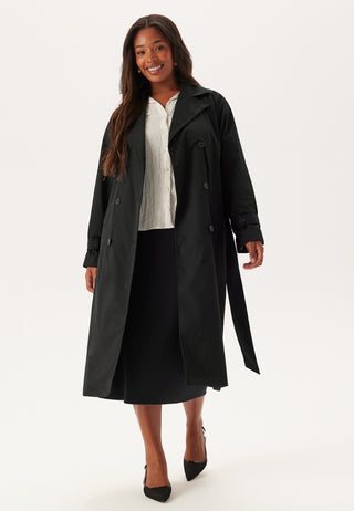Midilang trenchcoat med belte