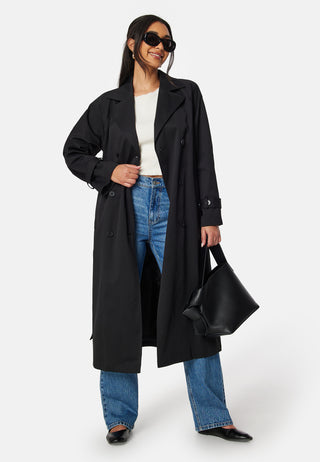 Midilang trenchcoat med belte