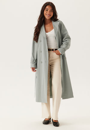 Midilang trenchcoat med belte