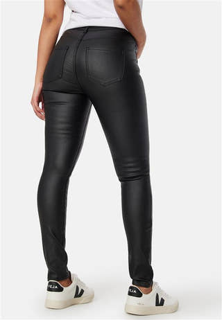 High Waist Slim Coated Jeans