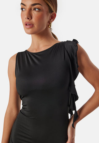 Boat Neck Frill Dress