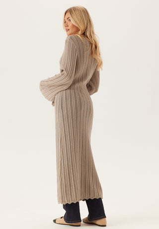 Boat Neck Structure Knitted Dress