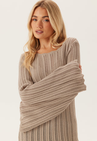 Boat Neck Structure Knitted Dress