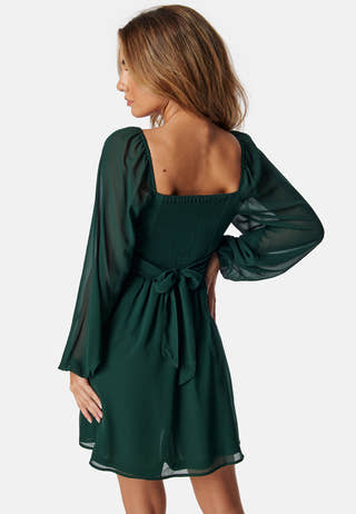 Square Neck L/S Georgette Dress