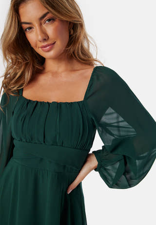 Square Neck L/S Georgette Dress