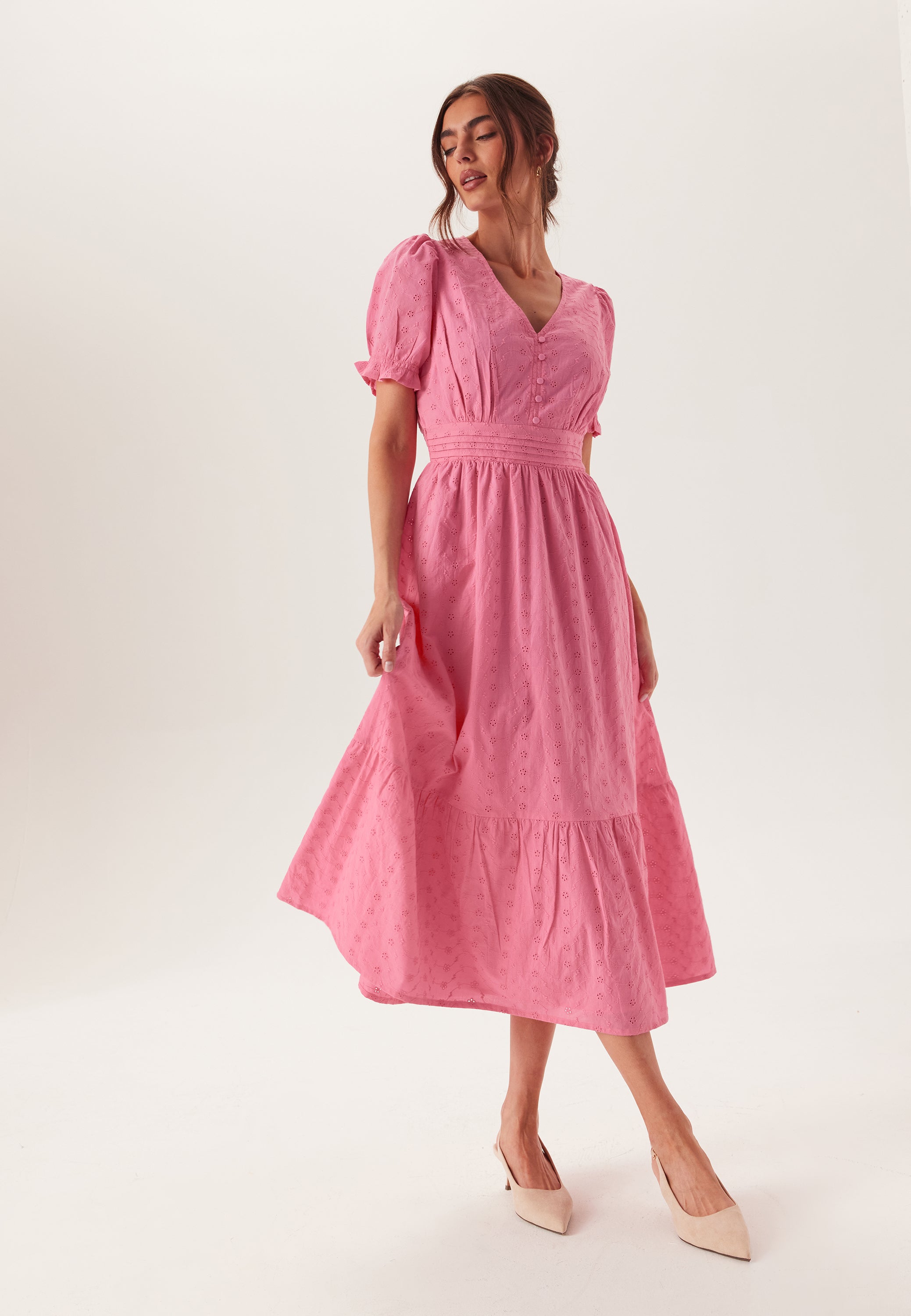 Bubbleroom Broderie Anglaise Dress Dresses Pink Bubbleroom Broderie Anglaise Dress Dresses Pink