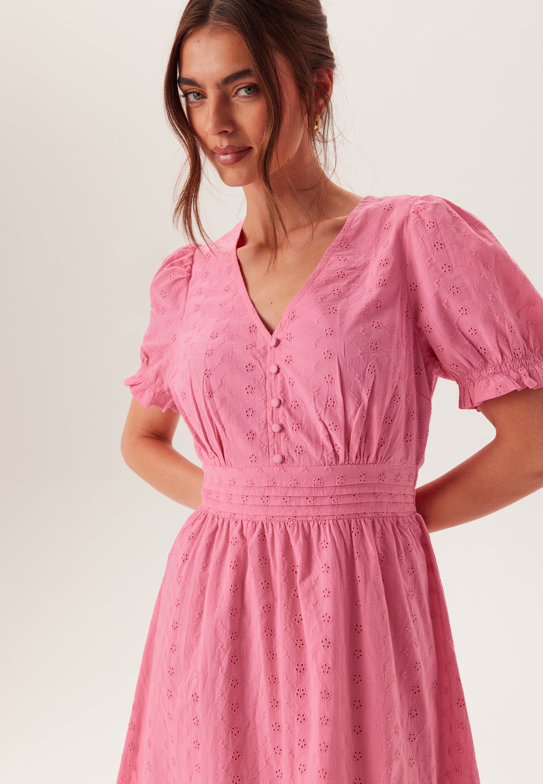 Bubbleroom – Broderie Anglaise Dress – Dresses – Pink