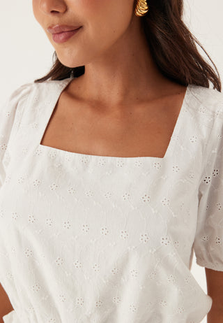 Broderie Anglaise kortermet bluse