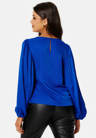 Round Neck Balloon Sleeve Blouse