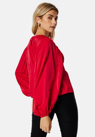 Round Neck Balloon Sleeve Blouse