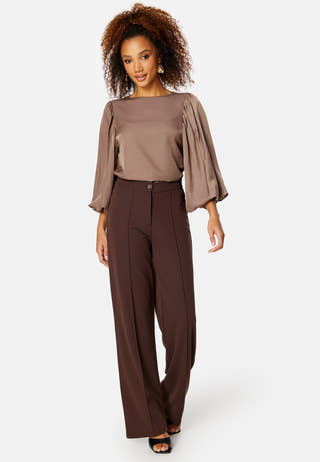 Round Neck Balloon Sleeve Blouse