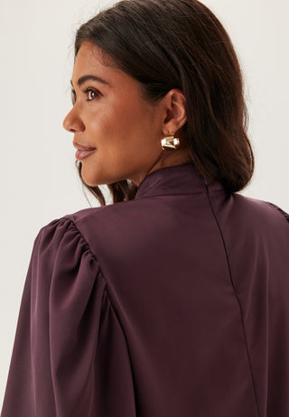 Chimney Collar Puff Sleeve Bluse