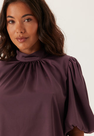 Chimney Collar Puff Sleeve Bluse