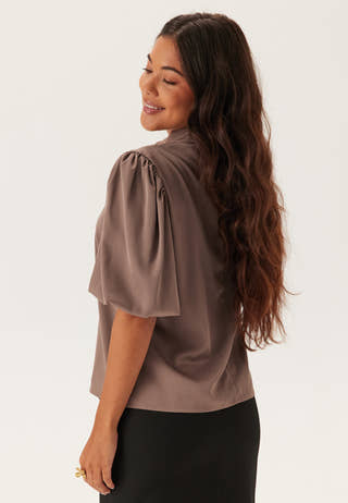 Chimney Collar Puff Sleeve Blouse