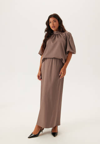 Chimney Collar Puff Sleeve Blouse