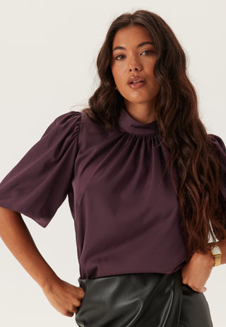 Chimney Collar Puff Sleeve Bluse
