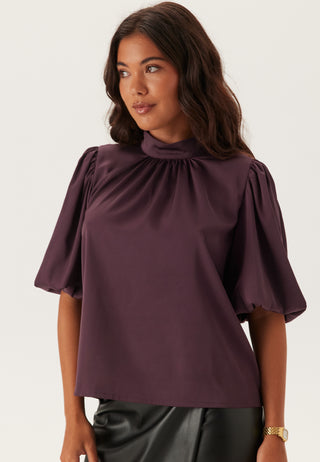 Chimney Collar Puff Sleeve Bluse