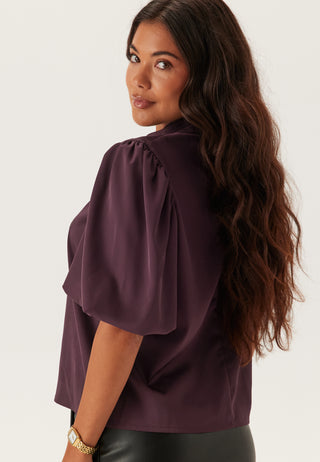 Chimney Collar Puff Sleeve Bluse