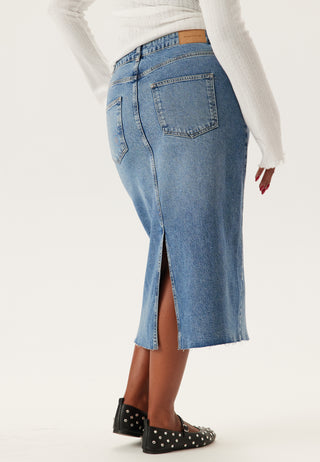 Denim midi-skjørt