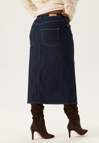 Denim midi-skjørt