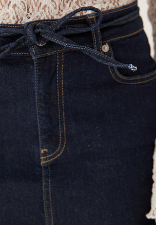 Denim midi-skjørt