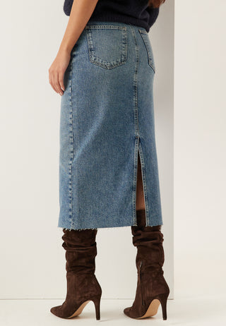 Denim midi-skjørt
