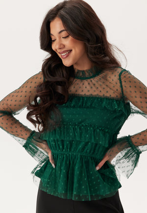 Dotted Mesh L/S Blouse