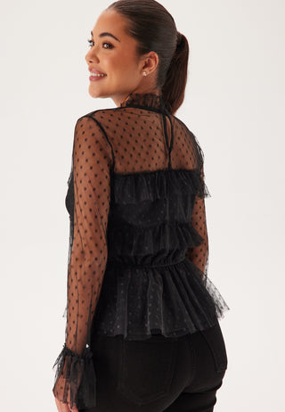 Dotted Mesh L/S Blouse