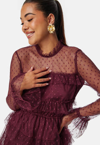 Dotted Mesh L/S Dress