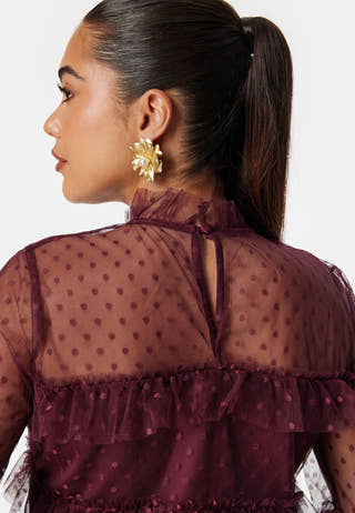 Dotted Mesh L/S Dress