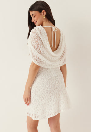 Drapy Cape Lace Dress
