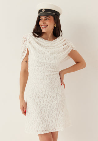 Drapy Cape Lace Dress