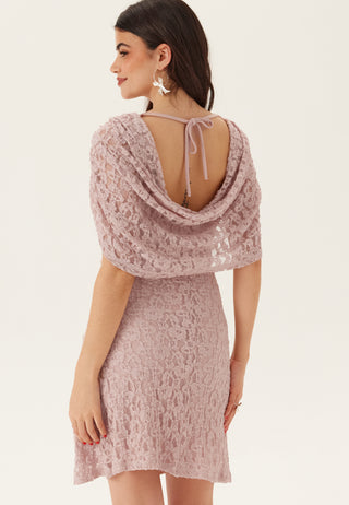 Drapy Cape Lace Dress